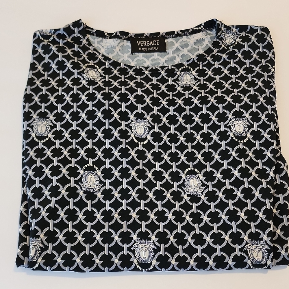 Versace Black and White Geometric Long Sleeve Top - Picture 7 of 15
